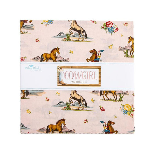 Cowgirl 10" Stacker Floral Fabric - 10-17480-42 - 42-piece Precut - Riley Blake Quilting Cotton Fabric