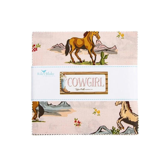 Cowgirl 5" Stacker Floral Fabric - 5-17480-42 - 42-piece Precut - Riley Blake Quilting Cotton Fabric