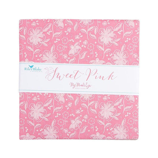 Sweet Pink 10" Stacker Floral Fabric - 10-17410-42 - 42-Piece Precut - Riley Blake Quilting Cotton Fabric