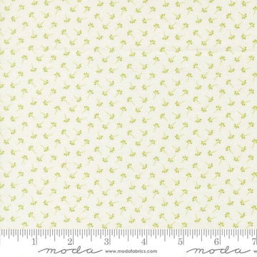 Image of Summers End Dandelion Clover quilting cotton fabric by Fig Tree Co for Moda Fabrics. Features flowers on a cream background. Cute Little Fabric Shop.