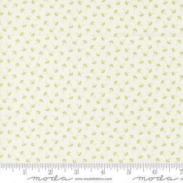 Image of Summers End Dandelion Clover quilting cotton fabric by Fig Tree Co for Moda Fabrics. Features flowers on a cream background. Cute Little Fabric Shop.