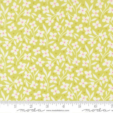 Image of Summers End Florals Sprout quilting cotton fabric by Fig Tree Co for Moda Fabrics. Features flowers on a green background. Cute Little Fabric Shop.