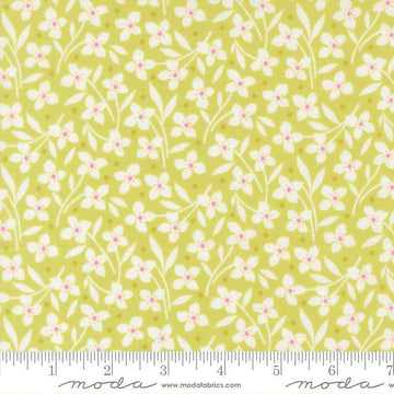 Image of Summers End Florals Sprout quilting cotton fabric by Fig Tree Co for Moda Fabrics. Features flowers on a green background. Cute Little Fabric Shop.
