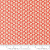 Image of Summers End Daisies Persimmon quilting cotton fabric by Fig Tree Co for Moda Fabrics. Features flowers on a red background. Cute Little Fabric Shop.