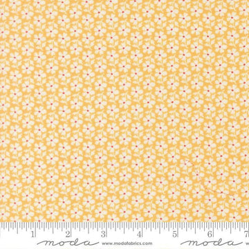 Image of Summers End Daisies Sunflower quilting cotton fabric by Fig Tree Co for Moda Fabrics. Features flowers on a yellow background. Cute Little Fabric Shop.