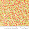 Image of Summers End Meadows Persimmon quilting cotton fabric by Fig Tree Co for Moda Fabrics. Features flowers on a yellow background. Cute Little Fabric Shop.