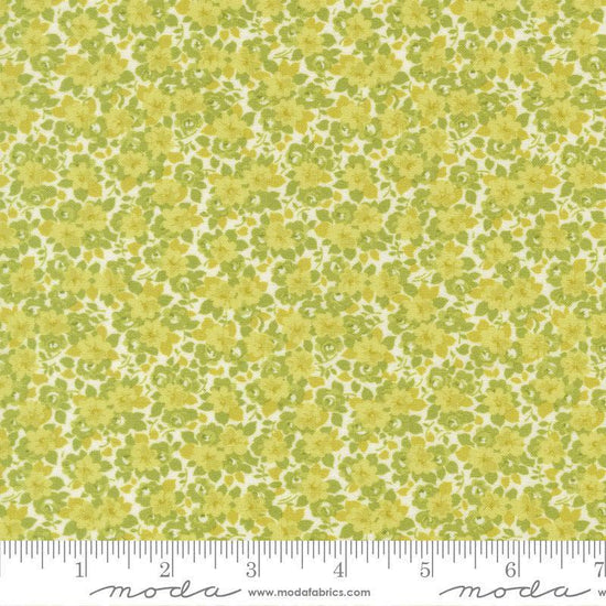 Image of Summers End Meadow Grass quilting cotton fabric by Fig Tree Co for Moda Fabrics. Features flowers on a green background. Cute Little Fabric Shop.
