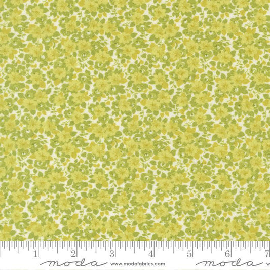 Image of Summers End Meadow Grass quilting cotton fabric by Fig Tree Co for Moda Fabrics. Features flowers on a green background. Cute Little Fabric Shop.