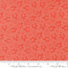 Image of Summers End Geranium Persimmon quilting cotton fabric by Fig Tree Co for Moda Fabrics. Features leaves on a red background. Cute Little Fabric Shop.