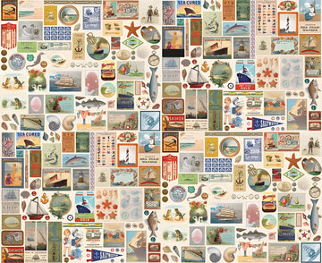 SALE Saltwater Vintage Nautical Blue Printed Patchwork Fabric - 39581 - Moda Fabrics Quilting Cotton Fabric