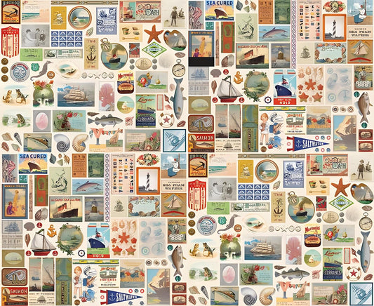 SALE Saltwater Vintage Nautical Blue Printed Patchwork Fabric - 39581 - Moda Fabrics Quilting Cotton Fabric