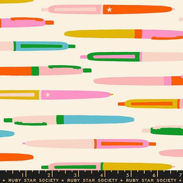 Trinketry Pens Natural Cream Pen Fabric - RS0110 - Moda Fabrics Quilting Cotton Fabric