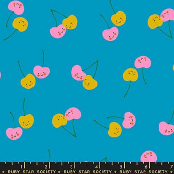 Trinketry Cherry Friends Bright Blue Cherry Fabric - RS0112 - Moda Fabrics Quilting Cotton Fabric