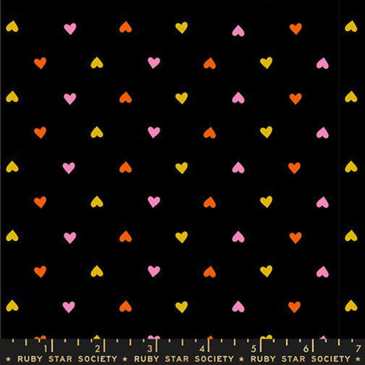 Trinketry Hearts Black Polka Dot Fabric - RS0091 - Moda Fabrics Quilting Cotton Fabric