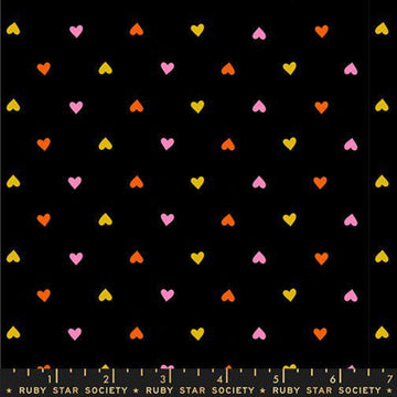Trinketry Hearts Black Polka Dot Fabric - RS0091 - Moda Fabrics Quilting Cotton Fabric