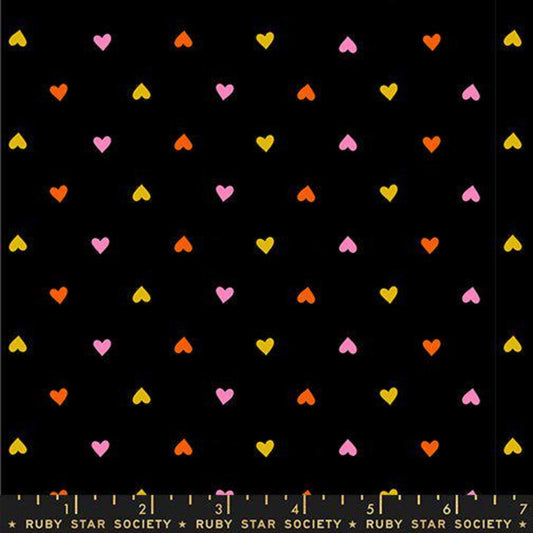 Trinketry Hearts Black Polka Dot Fabric - RS0091 - Moda Fabrics Quilting Cotton Fabric