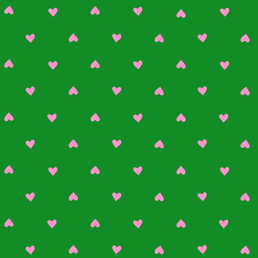 Trinketry Hearts Deep Verdant Neon Green Polka Dot Fabric - RS0091 - Moda Fabrics Quilting Cotton Fabric