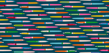 Trinketry Pens Galaxy Blue Pen Fabric - RS0110 - Moda Fabrics Quilting Cotton Fabric