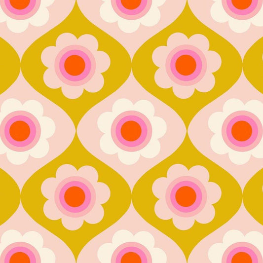 Trinketry Floral Goldenrod Yellow Floral Fabric - RS0114 - Moda Fabrics Quilting Cotton Fabric