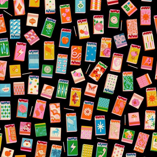Trinketry Matchmaker Black Matchbox Fabric - RS0109 - Moda Fabrics Quilting Cotton Fabric