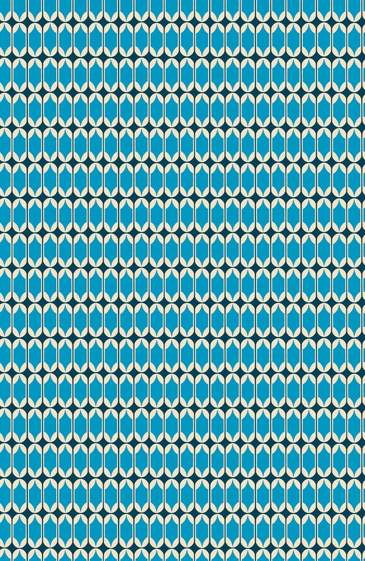 SALE Trinketry Geometric Bright Blue Striped Fabric - RS0115 - Moda Fabrics Quilting Cotton Fabric