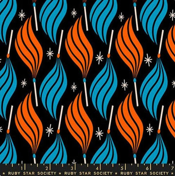 Trinketry Lit Black Fire Fabric - RS0113 - Moda Fabrics Quilting Cotton Fabric