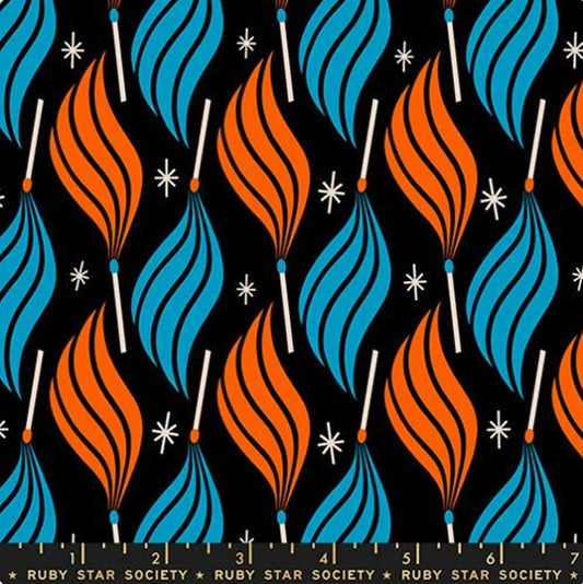 Trinketry Lit Black Fire Fabric - RS0113 - Moda Fabrics Quilting Cotton Fabric