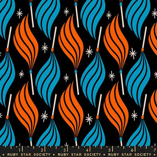 SALE Trinketry Lit Black Fire Fabric - RS0113 - Moda Fabrics Quilting Cotton Fabric