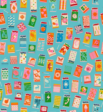Trinketry Matchmaker Turquoise Blue Matchbox Fabric - RS0109 - Moda Fabrics Quilting Cotton Fabric