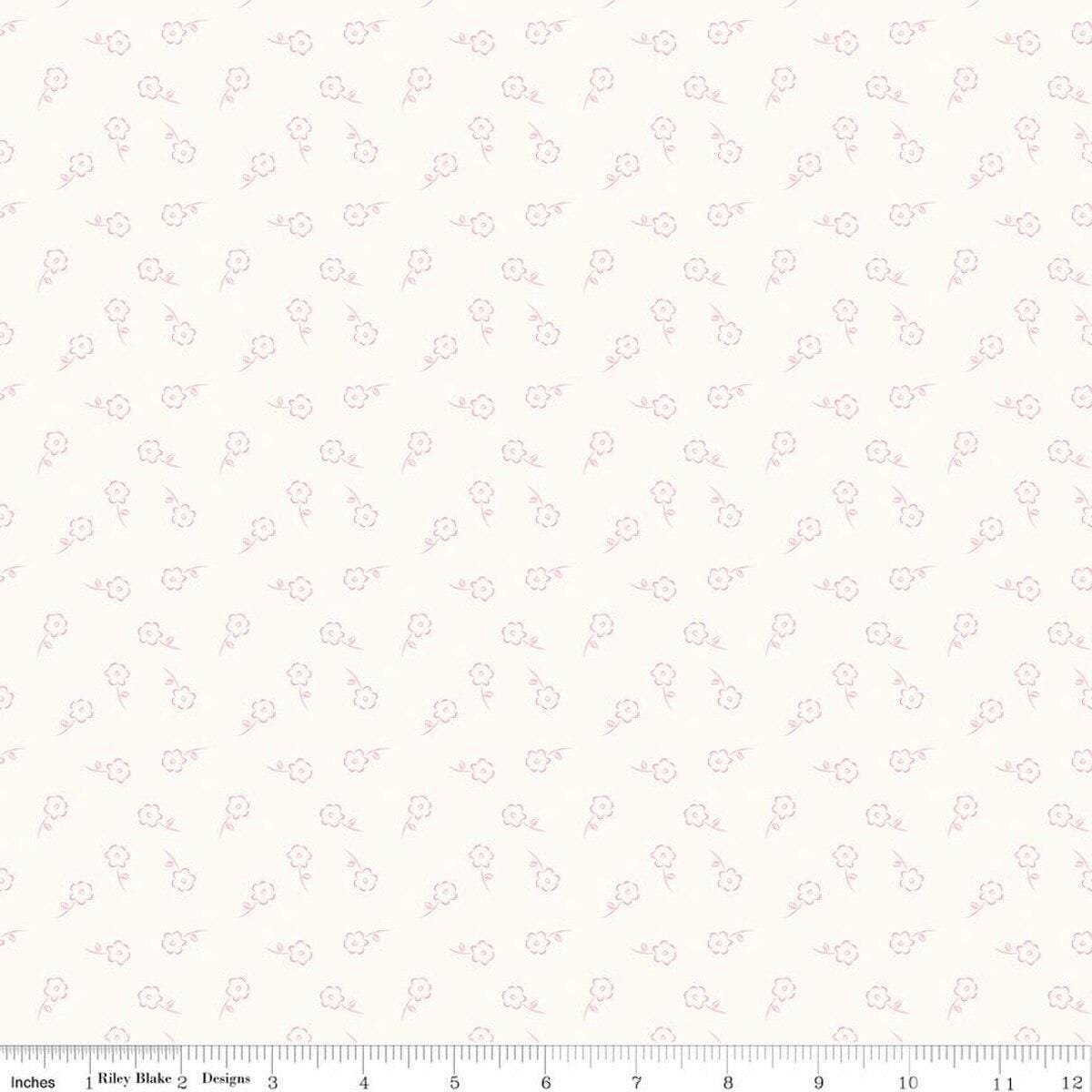 Image of Sweet Pink Dainty Floral Cream quilting cotton fabric by My Mind's Eye for Riley Blake Design. Features flowers on a cream background. Cute Little Fabric Shop.