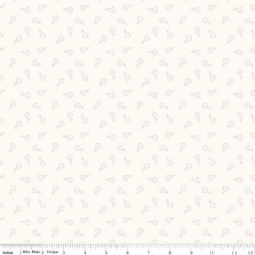 Image of Sweet Pink Dainty Floral Cream quilting cotton fabric by My Mind's Eye for Riley Blake Design. Features flowers on a cream background. Cute Little Fabric Shop.