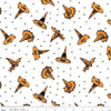 Image of Scary Scraps Festive Hat Toss White quilting cotton fabric by J Wecker Frisch for Riley Blake Designs. Features witch hats on a white background. Cute Little Fabric Shop.