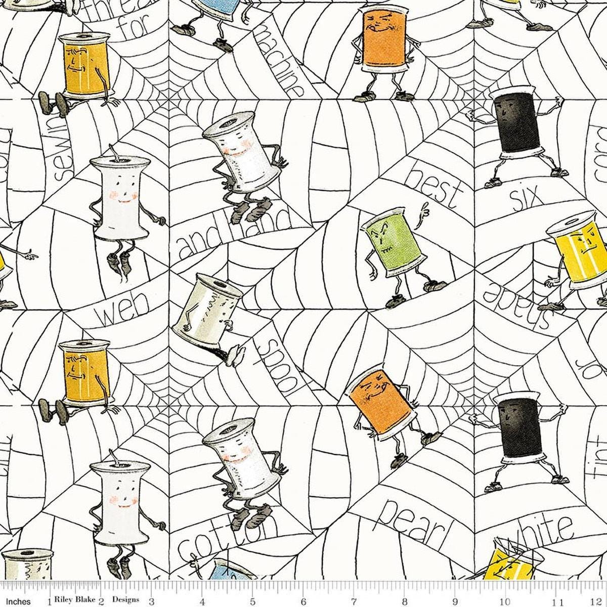 SALE Scary Scraps Spooky Spools White Spider Web Fabric - C17607 - Ril ...