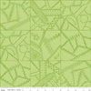 Image of Scary Scraps Crazy Patchwork Green quilting cotton fabric by J Wecker Frisch for Riley Blake Designs. Features a geometric pattern on a green background. Cute Little Fabric Shop.
