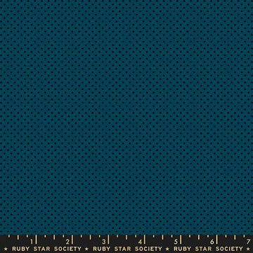 Image of Mystic Fable Mini Galaxy quilting cotton fabric by Alexia Abegg of Ruby Star Society for Moda Fabrics. Features polka dots on a blue background. Cute Little Fabric Shop.
