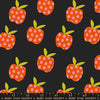 Image of Mystic Fable Apples Soft Black quilting cotton fabric by Alexia Abegg of Ruby Star Society for Moda Fabrics. Features apples on a black background. Cute Little Fabric Shop.