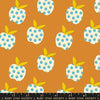 Image of Mystic Fable Apples Caramel quilting cotton fabric by Alexia Abegg of Ruby Star Society for Moda Fabrics. Features apples on an orange background. Cute Little Fabric Shop.