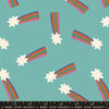 Image of Mystic Fable Shooting Star Cottage Blue quilting cotton fabric by Alexia Abegg of Ruby Star Society for Moda Fabrics. Features stars on a blue background. Cute Little Fabric Shop.