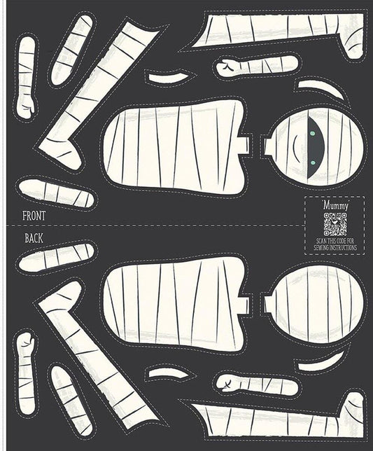 SALE Frank and Friends Mummy Panel Doll Pattern Panel - P17479 - Riley Blake Quilting Cotton Fabric