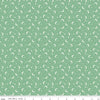 Image of Frank and Friends Moons & Stars Green quilting cotton fabric by My Mind's Eye for Riley Blake Designs. Features the night sky on a green background. Cute Little Fabric Shop.