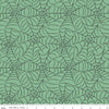 Image of Frank and Friends Webs Green quilting cotton fabric by My Mind's Eye for Riley Blake Designs. Features spider webbing on a green background. Cute Little Fabric Shop.