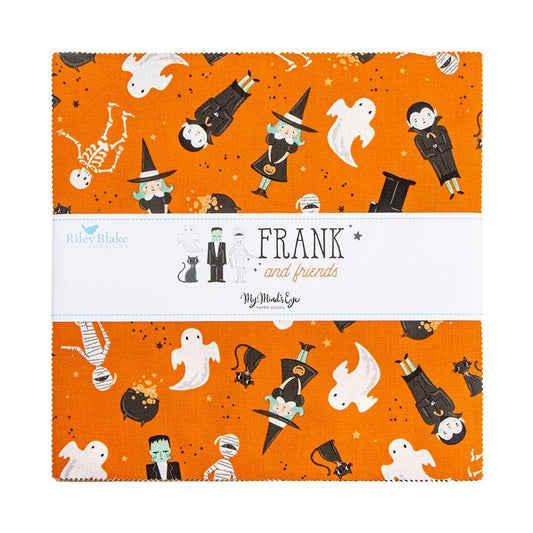 SALE Frank and Friends 10" Stacker Halloween Fabric - 10-17470-42 - 42-piece Precut - Riley Blake Quilting Cotton Fabric