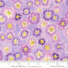Image of Delphinium Auricula Mauve quilting cotton by Janet Clare for Moda Fabrics. Features flowers on a purple background. Cute Little Fabric Shop.
