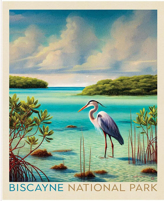 SALE National Parks Biscayne Poster Panel DIGITALLY PRINTED Fabric - PD17700 - Riley Blake Quilting Cotton Fabric - Licensed Product