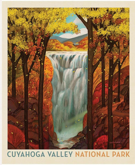 SALE National Parks Cuyahoga Valley Poster Panel DIGITALLY PRINTED Fabric - PD17703 - Riley Blake Quilting Cotton Fabric - Licensed Product