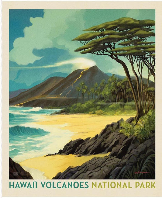 SALE National Parks Hawaii Volcanoes Poster Panel DIGITALLY PRINTED Fabric - PD17707 - Riley Blake Quilting Cotton Fabric - Licensed Product