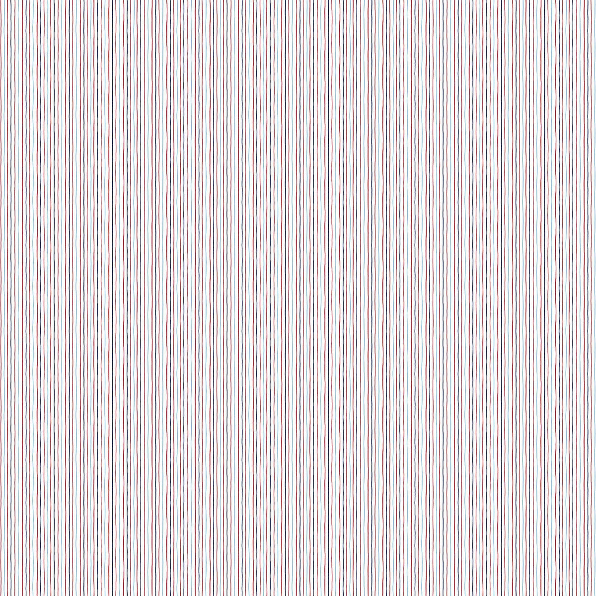 Image of By The Seashore Simple Stripes Red quilting cotton fabric by Claire Holliday, Features stripes on a red background. Cute Little Fabric Shop.