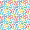 Image of By The Seashore Umbrellas Multi quilting cotton fabric by Claire Holliday, Features circles on a blue Background. Cute Little Fabric Shop.