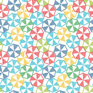 Image of By The Seashore Umbrellas Multi quilting cotton fabric by Claire Holliday, Features circles on a blue Background. Cute Little Fabric Shop.
