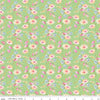 Image of Painted Petals Bouquets Green quilting cotton fabric by Lila Tueller for Riley Blake Designs. Features flowers on a green background. Cute Little Fabric Shop.